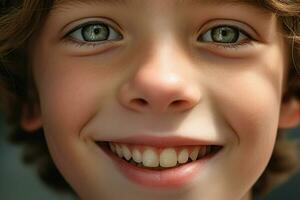retrato de un linda sonriente pequeño chico. de cerca. ai generado Pro foto