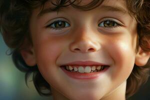 Portrait of a cute smiling little boy. Close-up. ai generated pro photo