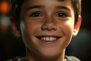 Portrait of a cute smiling little boy. Close-up. ai generated pro photo