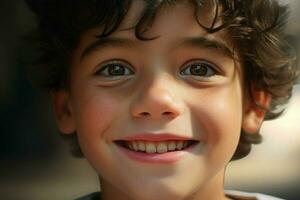 Portrait of a cute smiling little boy. Close-up. ai generated pro photo