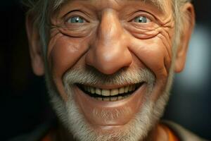 Close-up portrait of a happy senior man with white beard. ai generated pro photo