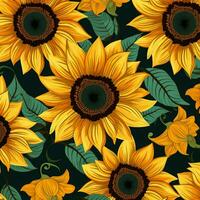 Sunflower Serenade Endless Elegance in Seamless Designs. AI generated photo