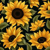 Sunflower Serenade Endless Elegance in Seamless Designs. AI generated photo