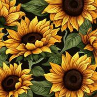 Sunflower Serenade Endless Elegance in Seamless Designs. AI generated photo