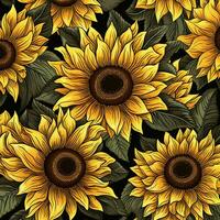 Sunflower Serenade Endless Elegance in Seamless Designs. AI generated photo