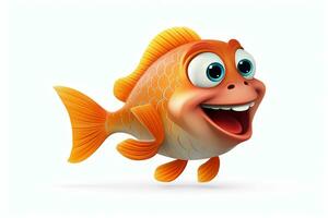 3d rendered illustration of cartoon character of goldfish with happy expression. ai generated pro photo