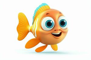 3d rendered illustration of cartoon character of goldfish with happy expression. ai generated pro photo