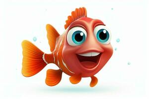 3d rendered illustration of cartoon character of goldfish with happy expression. ai generated pro photo