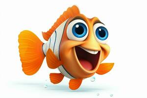 3d rendered illustration of cartoon character of goldfish with happy expression. ai generated pro photo