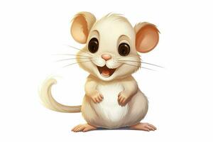 Illustration of a cute cartoon mouse sitting on a white background. ai generated pro photo