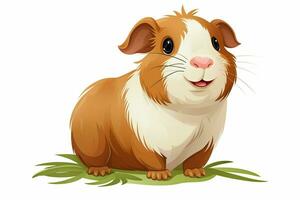 Illustration of a guinea pig with autumn leaves on a white background. ai generated pro photo