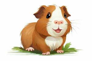 Illustration of a guinea pig with autumn leaves on a white background. ai generated pro photo