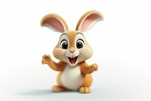 3d rendering of a cute easter bunny on a white background. ai generated pro photo