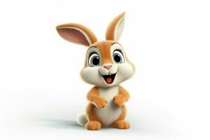 3d rendering of a cute easter bunny on a white background. ai generated pro photo