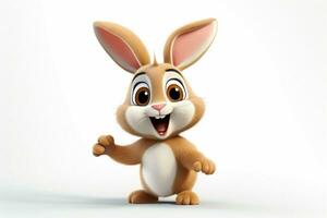 3d rendering of a cute easter bunny on a white background. ai generated pro photo