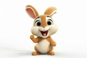 3d rendering of a cute easter bunny on a white background. ai generated pro photo