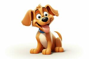 3d rendering of a cute cartoon dog sitting on a white background. ai generated pro photo