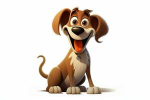 3d rendering of a cute cartoon dog sitting on a white background. ai generated pro photo