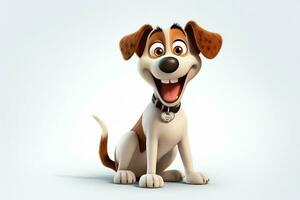 3d rendering of a cute cartoon dog sitting on a white background. ai generated pro photo