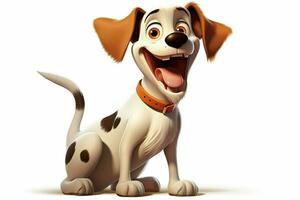 3d rendering of a cute cartoon dog sitting on a white background. ai generated pro photo