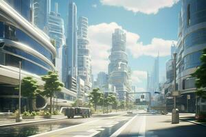 Modern skyscrapers in Shanghai, China. 3D rendering. ai generated pro photo