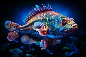 Beautiful fish isolated on black background. Colorful fish on black background. ai generated pro photo