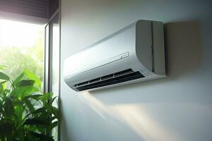 Air conditioner on the wall in the living room, stock photo. ai generated pro photo