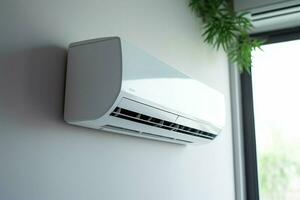 Air conditioner on the wall in the living room, stock photo. ai generated pro photo