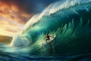 Surfer riding a wave. Surfing concept. ai generated pro photo