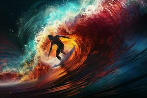 Surfer riding a wave. Surfing concept. ai generated pro photo