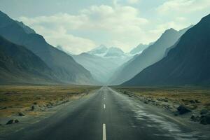 Road in the mountains. Landscape with asphalt road in the mountains. ai generated pro photo