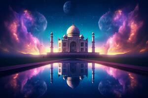 Taj Mahal with reflection in the pond. 3D rendering. ai generated pro photo