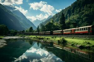 ferrocarril en el Himalaya, Annapurna conservación área, Nepal. ai generado Pro foto