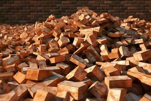 pile of bricks with sky in the background. ai generated pro photo