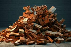 pile of bricks with sky in the background. ai generated pro photo