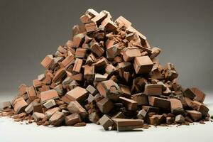 pile of bricks with sky in the background. ai generated pro photo