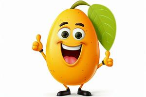 3d rendered illustration of papaya cartoon character with thumbs up pose. ai generated pro photo