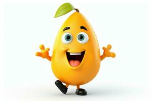 3d rendered illustration of papaya cartoon character with thumbs up pose. ai generated pro photo