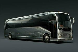 Modern black bus on a gray background. 3d rendering image. ai generated pro photo