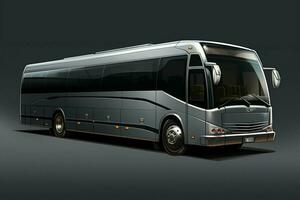 Modern black bus on a gray background. 3d rendering image. ai generated pro photo