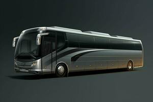 Modern black bus on a gray background. 3d rendering image. ai generated pro photo