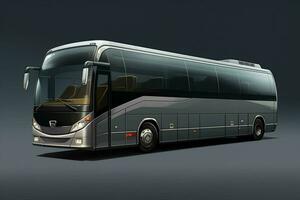 moderno negro autobús en un gris antecedentes. 3d representación imagen. ai generado Pro foto