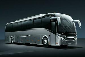 Modern black bus on a gray background. 3d rendering image. ai generated pro photo