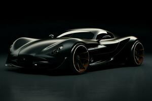 Black sports car coupe on a black background. 3d render. ai generated pro photo