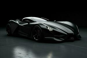 Black sports car coupe on a black background. 3d render. ai generated pro photo