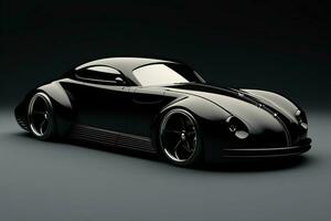 Black sports car coupe on a black background. 3d render. ai generated pro photo