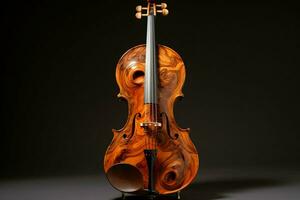 3d render of classic violin on dark background. 3d illustration. ai generated pro photo