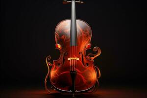 3d hacer de clásico violín en oscuro antecedentes. 3d ilustración. ai generado Pro foto