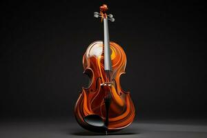 3d render of classic violin on dark background. 3d illustration. ai generated pro photo