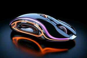 Computer mouse on a black background. 3d rendering. Computer digital drawing. ai generated pro photo